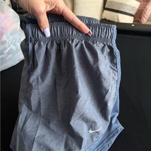 Nike Slate Blue Women's Athletic Shorts with White Swoosh